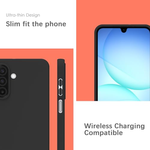 Image of YATWIN Silicone Case for Samsung Galaxy A17 4g /5g, Soft-Touch, Shockproof, DustProof, Antiskid Phone Cover for Samsung Galaxy A17 4g /5g - Black