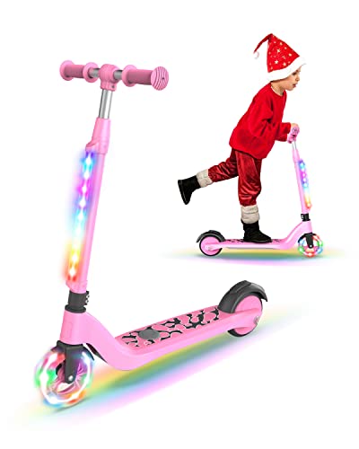 Sisigad Electric Scooter For Kids Ages 6-12, Led Light-Up Deck, Kids Scooters With 3 Adjustment Levels Handlebar To 36 Inches High,5.3" Wheel Ul Certificated Kick Scooter, Christmas Birthday Gifts #TOP6