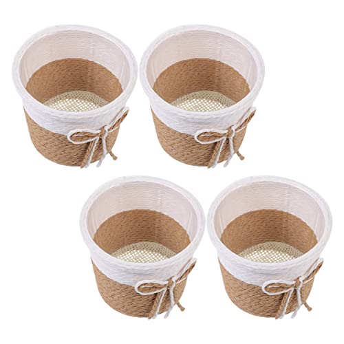 STOBOK 4pezzi Vasi Da Fiori in Carta Intrecciata Imitazione Vasi Per Piante Semplici Contenitori Per Piante Decorazione Per Cestino Di Fiori Per Giardinaggio Secchio Per Piantare Cestino