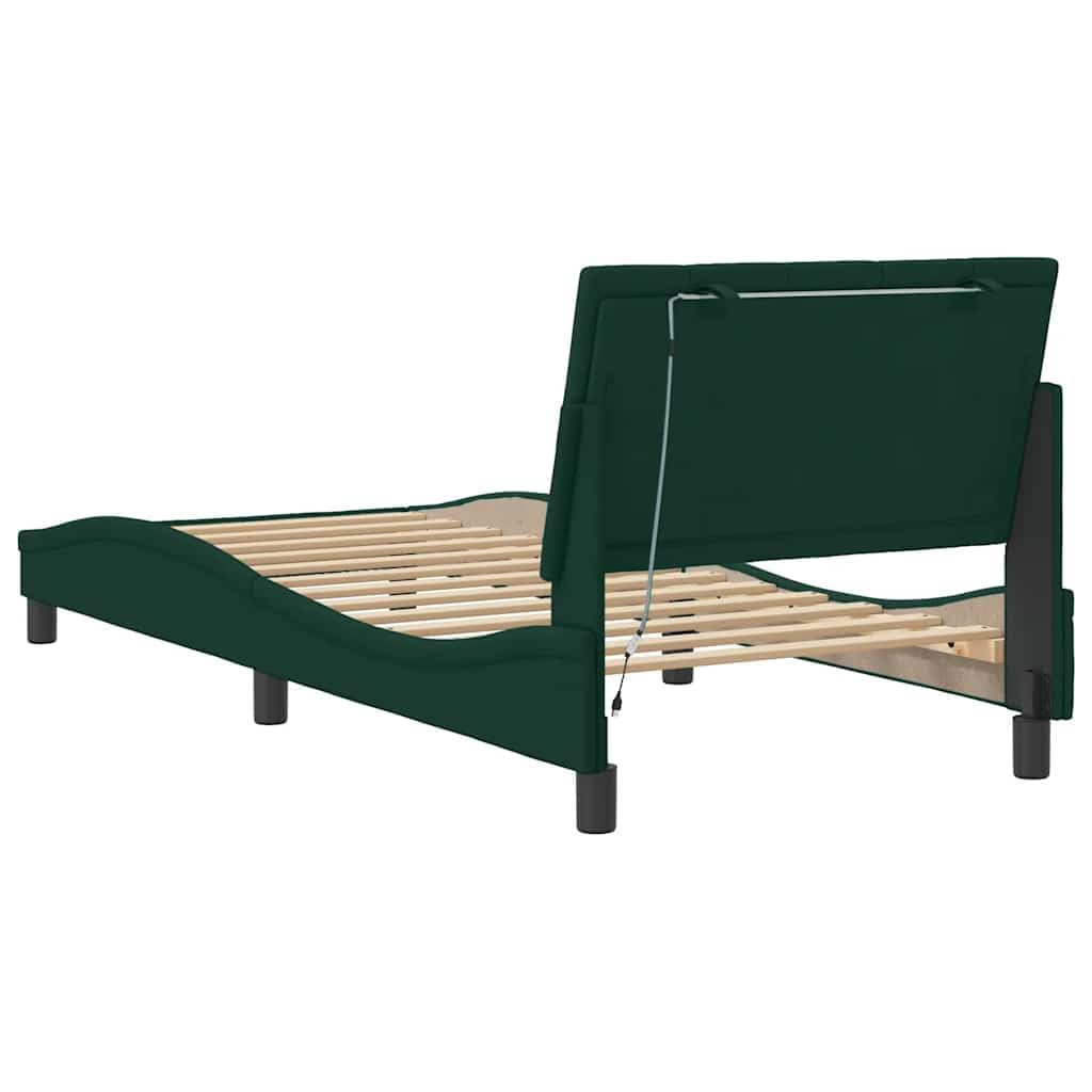Cama de terciopelo LED, 90 x 200 cm, con forma de onda, para jóvenes y invitados, marco de madera de metal, montaje