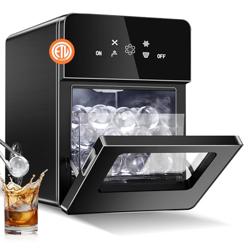 SOZT® 2" Ice Ball Maker Countertop, 4Pcs Ready in 40Mins, 144Pcs/Day, Sphere Ice Maker Machine with Self-Cleaning, Auto & Manual Fill, Round Ice Cube