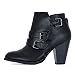 Guilty Heart Womens Strappy Chunky Block Heel Buckle Ankle Bootie Boots Ankle & Bootie, Blackv1 Pu, 7 B(M) US