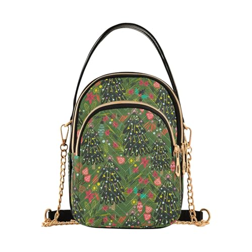 GAIREG Sacs à bandoulière en chaîne avec poignée en cuir, Sapins de Noël festifs Vert