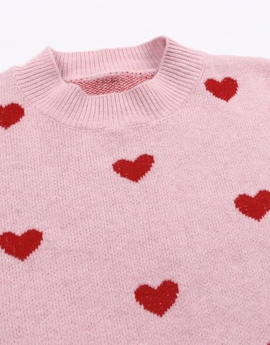 Image of Women's Long Sleeve Mock Neck Sweaters Loose Cute Heart Pullover Sweater