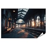 islandburner Premium Poster Verlassener Bahnhof mit 