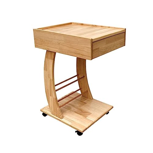 Mesa de centro rústica en forma de C para desayunar en el sofá