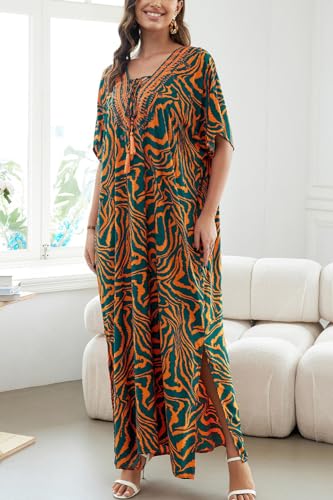 Vestido caftán para playa y piscina ideal como cubierta de bikini holgada 7