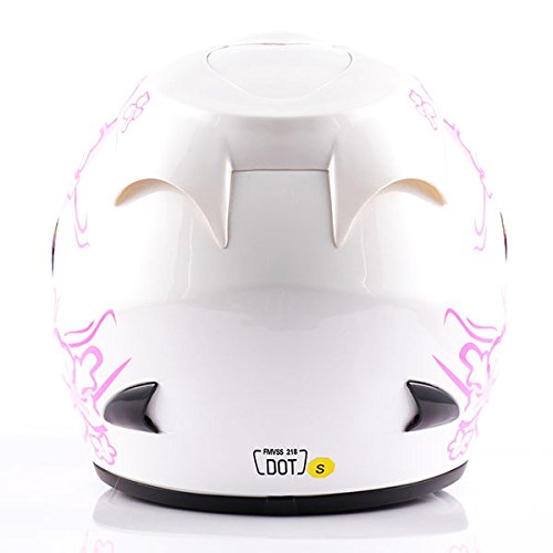 Wow Motorcycle Full Face Helmet Street Bike Women Lady Pink Flower White #TOP5
