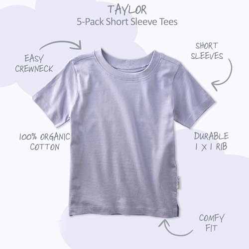 Image of Butterblu Taylor 5-Pack Toddler Short Sleeve T-Shirts 100% Organic Cotton for Toddler Boys and Girls​