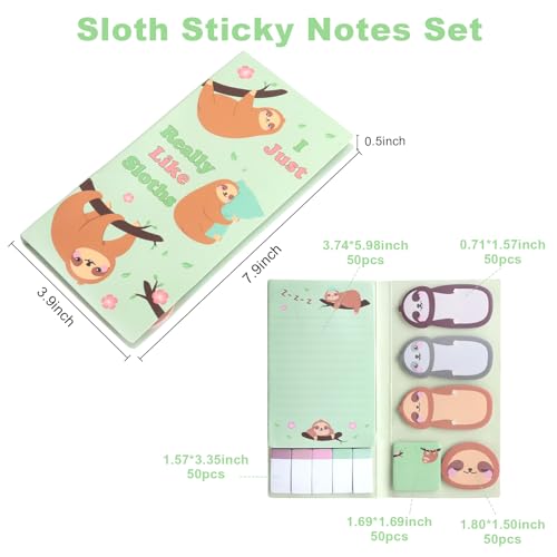 KQDRAVINE 550 Stück Faultier Selbstklebende Notizzettel, Sticky Notes, Klebezettel Lustig,Haftnotizen Lustig,Faultiere Haftnotizen Kinder als Faultier Geschenk für Schulklasse,Faultiere Liebhaber,Büro