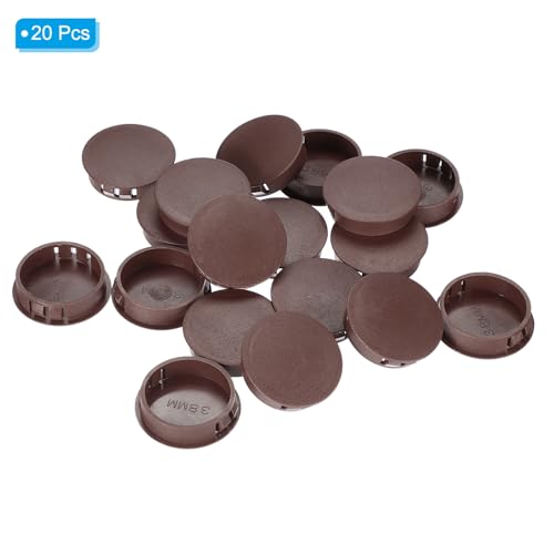 Image of PATIKIL 1.5 inch /38mm Plastic Hole Plugs, 20Pcs Flush Type Round Hole Plugs Cover Snap in Locking Hole Tube for Table Kitchen Cabinet Furniture, Dark Brown