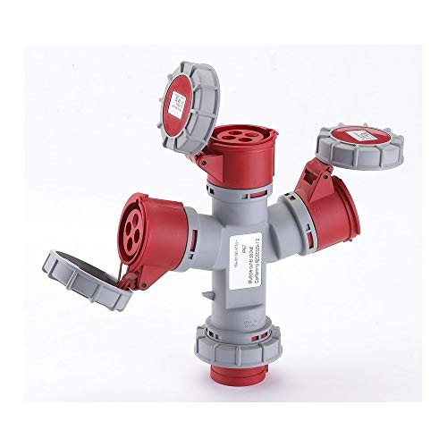 Adattatore Industriale 1 Spina + 3 Prese Maurer 380V 3P+T 16A Ce