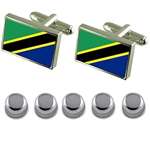 Select Gifts Shirt jurk studs Tanzania vlag manchetknopen