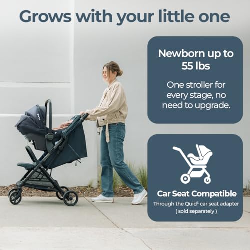 Image of Inglesina Quid Stroller, Astral Blue - Compact Reclining Travel Stroller for Baby & Toddler 0-55 lbs, One Hand fold, Airplane Overhead, Lightweight, Foldable, XL UPF 50+ Canopy