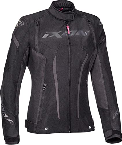 Veste textile de moto de dames légère résistante et ajustée noir