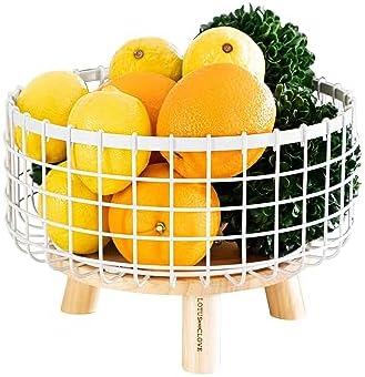 Lainrrew Metal Wire Fruit Basket – White Countertop Fruit Bowl, 10.8x4.3 Inch Kitchen Organizer - View #9