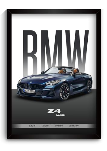 Image of Funk You Store BMV Z4 Poster | Framed BMV A4 Sized (31 x 23 cm) | Car Poster for Wall, Gift for Boys, Sportcar Frames | Z4 Car Posters for Wall, Bedroom, Hostel, Study Area, Hostel (F 078)