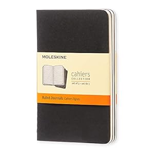 Moleskine Cahier Journal Notitieboek, 3-Delig, Gelinieerd, Zachte Kaft, 9 x 14 cm, Zwart