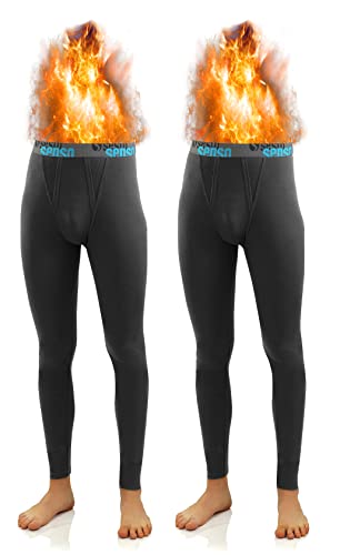 sesto senso - sesto senso Lot de 2 caleçons longs en coton thermique pour homme, Lot de 2 - Graphite, L