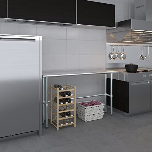 Image of 60″ x 14″ Open-Base Stainless Steel Work Table - NSF Certified Narrow Commercial Prep Table with Galvanized Legs for Kitchens, Labs & Food Trucks