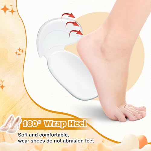 Image of Geyoga 8 Pairs Adhesive Heel Cushion Pads for Too Loose Big Boots Cuttable Reusable Back of Heel Shoe Pads Grips Inserts for Women Men Anti Blister Shoe Guards Liners for Improving Fit (Clear)