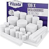 Filzada® Almohadillas de Fieltro Adhesivo 106 piezas (cuadradas y redondas) - Blanco - Deslizamientos de muebles profesionales de fieltro Con un poder adhesivo ideal