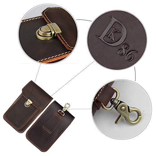 DK86 Genuine Leather Waist Bag Belt Pouch Fanny Pack for Cell Phone Coffee - Image 7