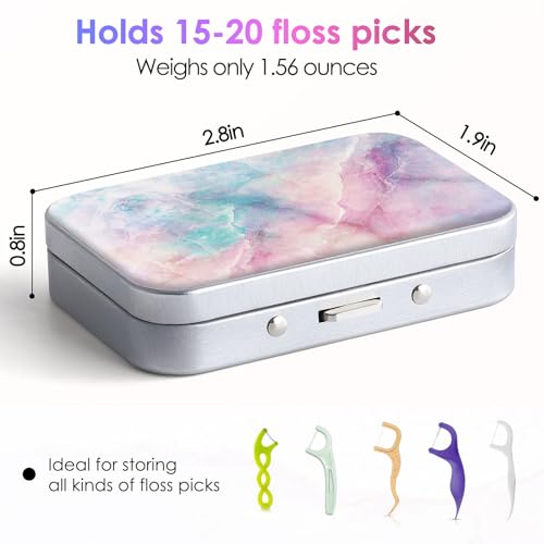 Image of Dental Floss Portable Case, Easy to Store Floss Picks of Various Sizes, Portable Dental Floss Dispenser is Perfect for Travelling, Hotels, Dinners, Appointments.Coloured Marble