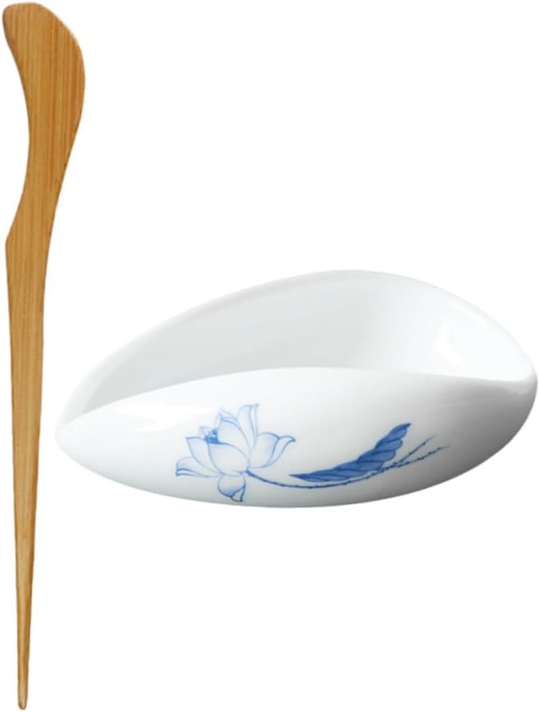 Garneck 1piece Coffee Bean Dosing Cup and Tea Leaf Scoop Elegant Ceramic Tea Vessel for Loose Leaf and Coffee Beans for Home Decor and Ceremonies