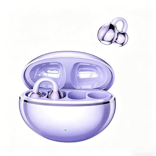 Image of Nyxo Open Ear Wireless Earbuds, Bluetooth 5.4 Air Conduction Headphones with Noise Cancellation Clip Desig, 360 Stereo Sound, Bluetooth Earphones Wireless for Sports, Office and Daily Use(Purple)