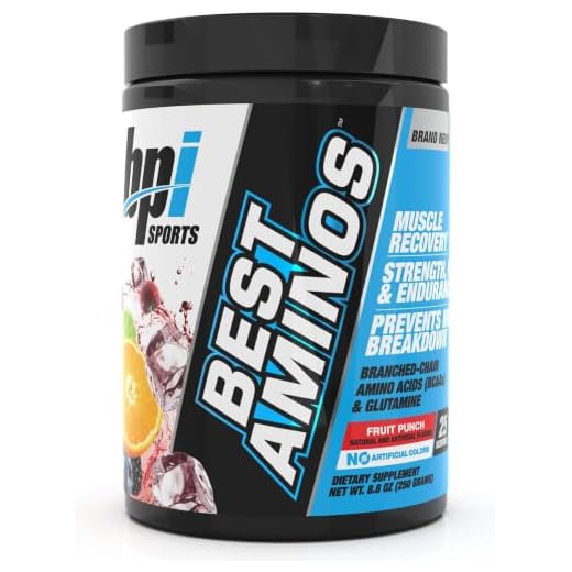 BPI Sports Best Aminos - BCAA Powder Post Workout & Glutamine Recovery Drink with Branched Chain Amino Acids for Hydration & Recovery, for Men & Women - Fruit Punch - 25 Servings (Pack of 5)
