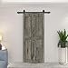 20 in. x 80 in. 2 Panel Shaker Hollow Core Weather Gray Pine Wood Bi-Fold Door with Sliding Barn Door Hardware Kit