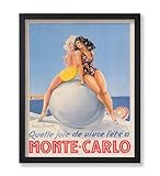 Poster Master Vintage Travel Poster - Retro Monte Carlo Print - Beach Girls Art - Coastal Gift for Men, Women, Travel Lover - Perfect Decor for Bedroom, Ocean or Beach House - 11x14 UNFRAMED Wall Art