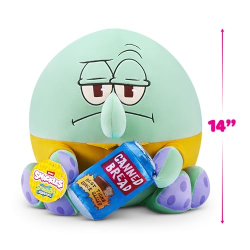 Snackles Figur Spongebob Schwammkopf, 35 cm großes Plüschspielzeug (Sqiudward & Canned Bread) von ZURU, Plüschspielzeug mit Snack-Accessoire – Ansicht 4
