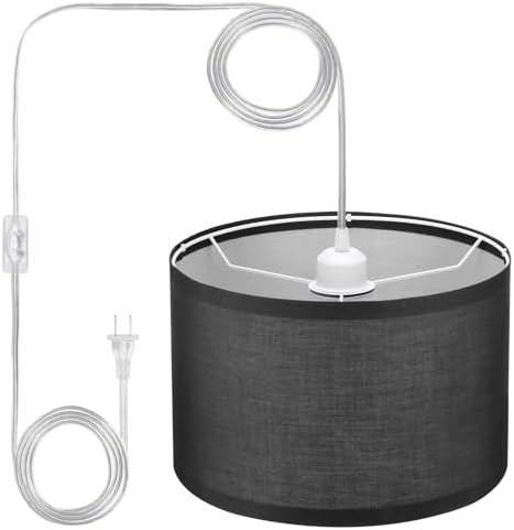 PATIKIL Plug in Pendant Light, 15Ft Rope Cord Hanging Lamp Fixture with ...
