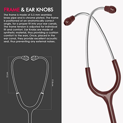 Image of ELKO EL-160 Primus III AL Aluminum Head Stethoscope For Doctors and Medical Students | Double Sided Chest Piece For Adult & Pediatric Patients | U-Shaped PVC Tubing | Soft Sealing Ear Knobs (Brown)