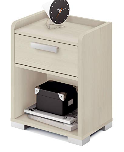 MUEBLES PITARCH Mesita con cajón, Cierre Progresivo, Tirador de Aluminio y un Hueco Inferior, 54 x …