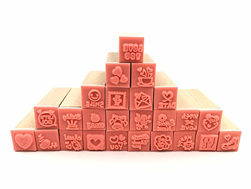 Diary Stamp Set,Wooden Rubber Signet For Children Diy Scrapbooking Planner Card Making(25Pcs,Love Heart) #TOP3
