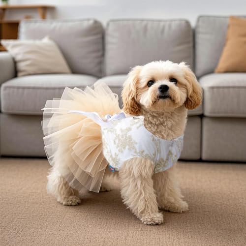 Embroidered-Dog-Dress-with-Leash-Ring-Bow-Decor-for-Small-Dog-Puppy-Princess-Tutus-Dress-Clothes-for-Party-Birthday-Wedding Embroidered Dog Dress with Leash Ring Bow Decor for Small Dog Puppy Princess Tutus Dress Clothes for Party Birthday Wedding