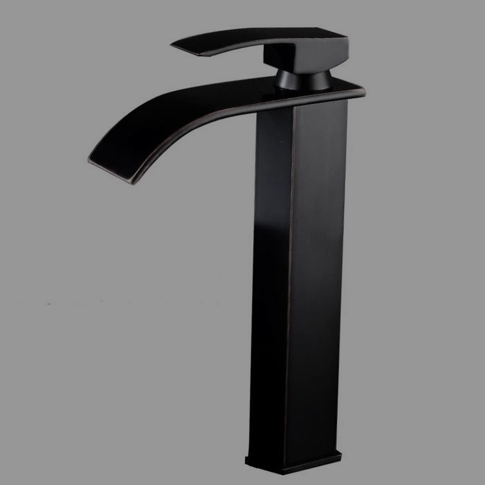 Mitigeur d'eau chaude et froide cascade pour lavabo de salle de bain noir en acier inoxydable