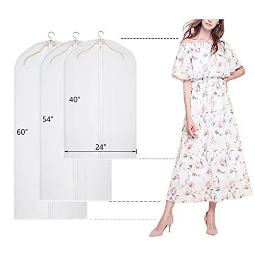 Kntiwiwo 40”/50”/60” Clear Garment Bags Suit Bag for Closet Storage Set of 12, Clear Suit Bag for Closet Storage Hanging Clothes Dress Cover Bags (40"12pcs-Black Edges)4