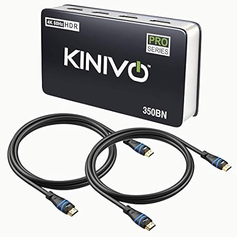 Kinivo 350BN 4K HDMI Switch with BlueRigger 4K HDMI Cable - 3FT, 2 Pack (4K 60Hz, HDR, HDMI 2.0, 3 Port Switch, Auto-Switching) Cover