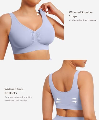 Image of FeelinGirl Seamless Everyday Bras for Women No Underwire with Wide Straps | Full Coverage, Comfy Sleep Bra, Smooth, Wide Back Bralettes, Wireless, Buttery Soft Tshirt Bra, Unlined, No Show
