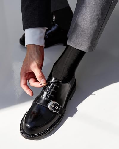 Men's Ribbed Sheer Nylon Over the Calf Dress Socks – Breathable Suit Tuxedo Trousers Socks (12-Pack)2