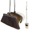 Broom and Dustpan Set with Long Handle, Heavy Dust Broom and Dustpan Combo for Home，Kitchen, Office, Pet Hair(Beige)