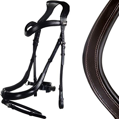 Muserolle suédoise HKM Anatomic cuir noir de qualité supérieure Warmblut