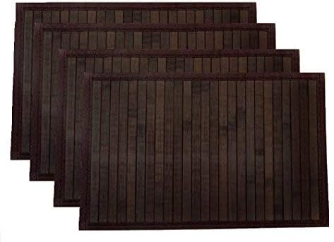 Bamboo Greens - Dark Brown - Bamboo Dining Table Mat/Placemats (Pack of 4) - Size: 30 x 45 cms