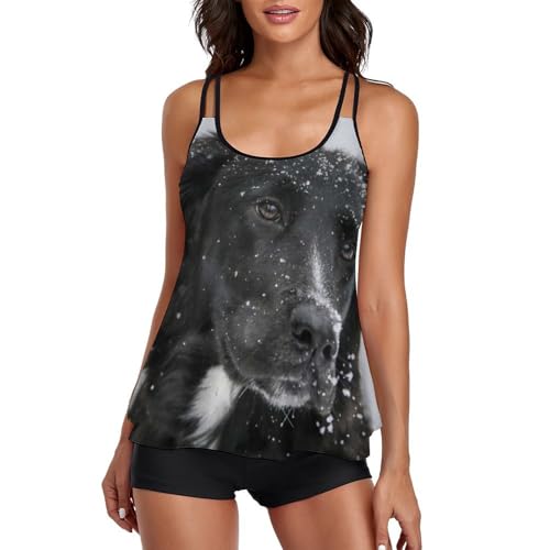 Maillot de bain tankini femme avec short de garçon et robe de plage Chien de Neige