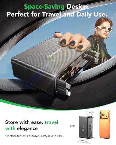 Image of 8-in-1 Retractable Charging Station for Multiple Devices, USB-C GaN Hub | 105W Retractable Charger, 4 Cables & 4 Ports, Clutter-Free Desk /Home, Travel-Ready, Fast Charge For iPhone /Galaxy /Pixel /iPad