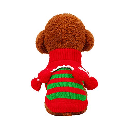 Chiatai Dog Sweater Christmas Jumper Pet Puppy Cat Winter Warm Jumper Knit Clothes Striped Knitwear Coat Xmas Costumes Red+Green M